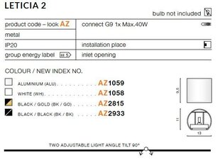 Azzardo настенный светильник Leticia 2 Silver цена и информация | Настенные светильники | kaup24.ee