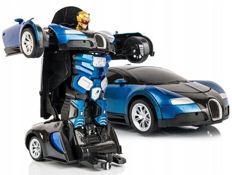 Kaugjuhtimispuldiga transformer Bugatti, sinine hind ja info | Poiste mänguasjad | kaup24.ee