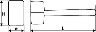 Молоток резиновый Topex с деревянной рукояткой 340 г 305 мм 02A343 цена и информация | Механические инструменты | kaup24.ee