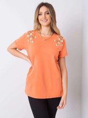 Lillelise tikandiga oranž naiste t-särk hind ja info | Naiste pluusid, särgid | kaup24.ee