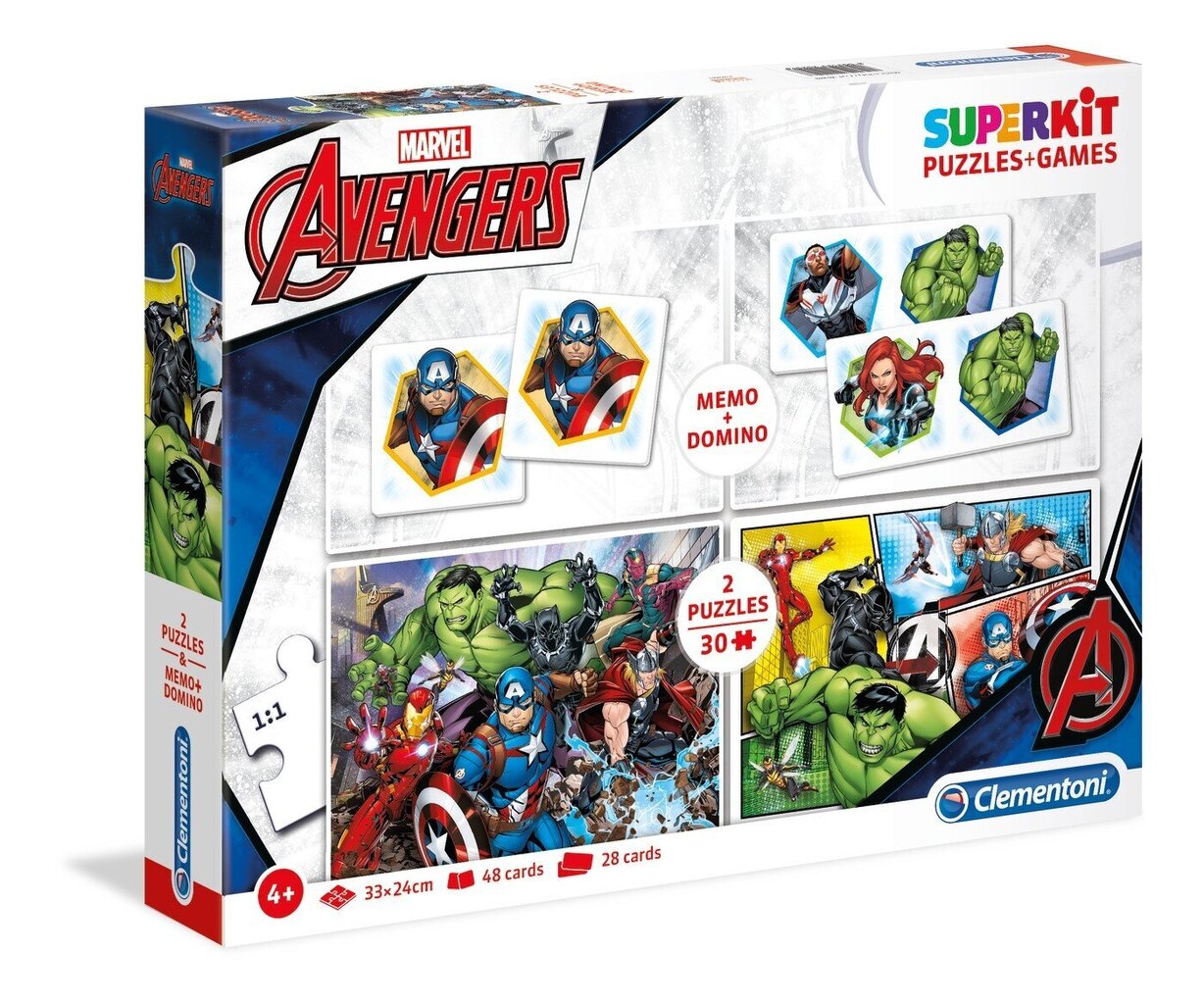 Pusle Clementoni supercolor + doomino The Avengers 2х30 tükki цена и информация | Pusled | kaup24.ee