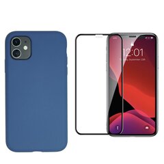 Full protection Set - silikoonist ümbris + ekraani kaitseklaas telefonile iPhone 11 Pro sinist värvi hind ja info | Telefoni kaaned, ümbrised | kaup24.ee