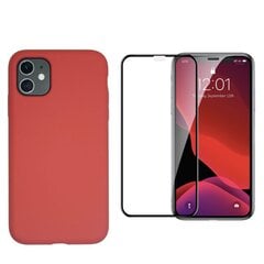 Full protection Set - silikoonist ümbris punane (strawberry) + ekraani kaitseklaas telefonile iPhone 11 Pro hind ja info | Telefoni kaaned, ümbrised | kaup24.ee