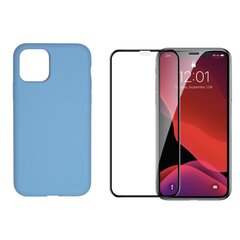 Full protection Set - silikoonist ümbris + ekraani kaitseklaas telefonile iPhone 11 Pro sinist värvi hind ja info | Telefoni kaaned, ümbrised | kaup24.ee