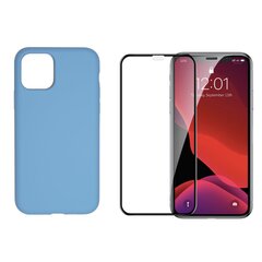 Силиконовый чехол «SoundBerry» Full protection + защитное стекло для iPhone 11 Pro, синий цена и информация | Чехлы для телефонов | kaup24.ee