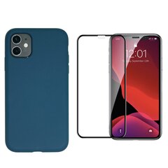 Full protection Set - silikoonist ümbris + ekraani kaitseklaas telefonile iPhone 11 Pro sinist värvi (peacock) hind ja info | Telefoni kaaned, ümbrised | kaup24.ee