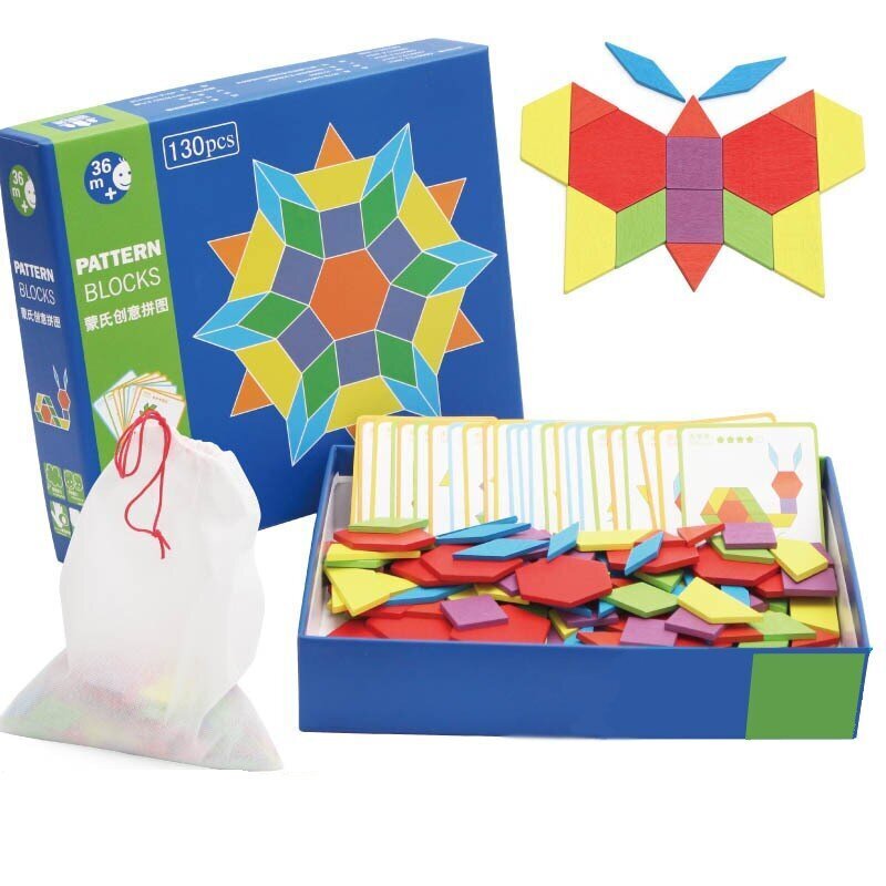 Puidust pusle Pattern Blocks 130 detaili hind ja info | Pusled | kaup24.ee