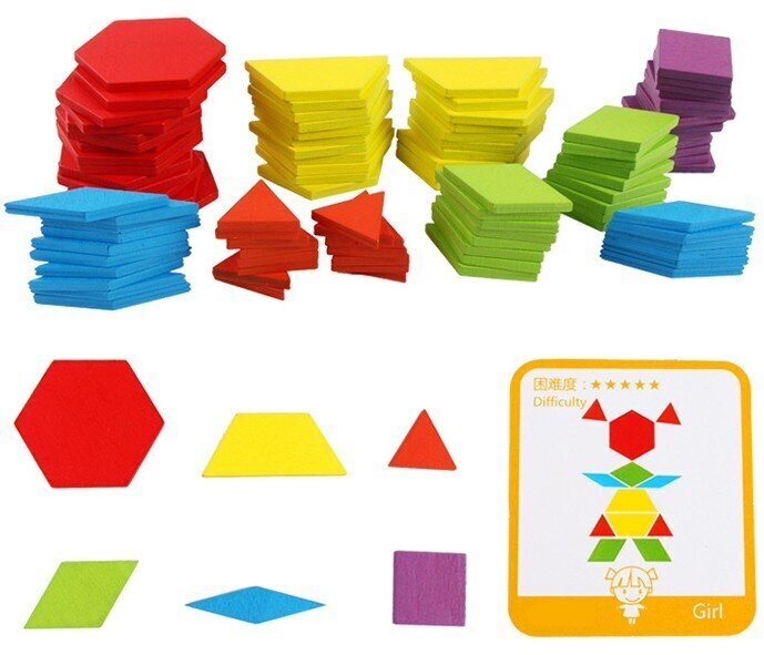 Puidust pusle Pattern Blocks 130 detaili hind ja info | Pusled | kaup24.ee