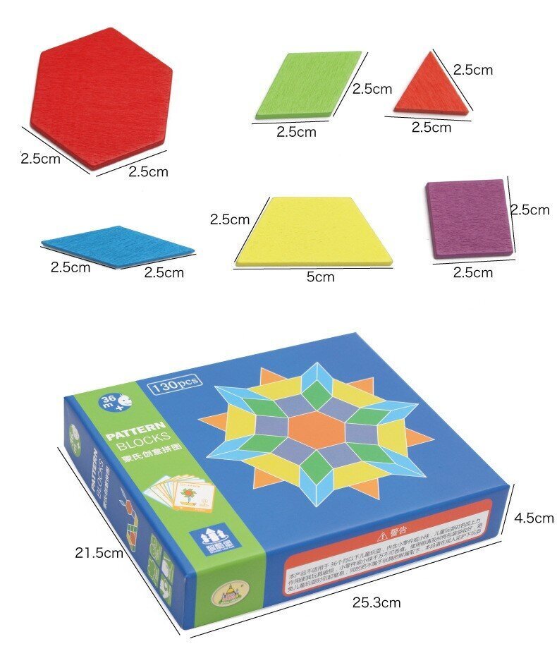 Puidust pusle Pattern Blocks 130 detaili hind ja info | Pusled | kaup24.ee