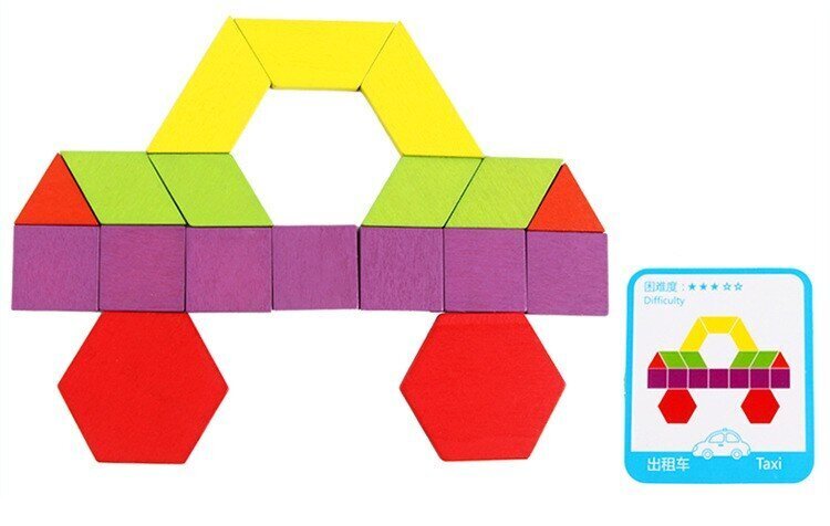 Puidust pusle Pattern Blocks 130 detaili цена и информация | Pusled | kaup24.ee