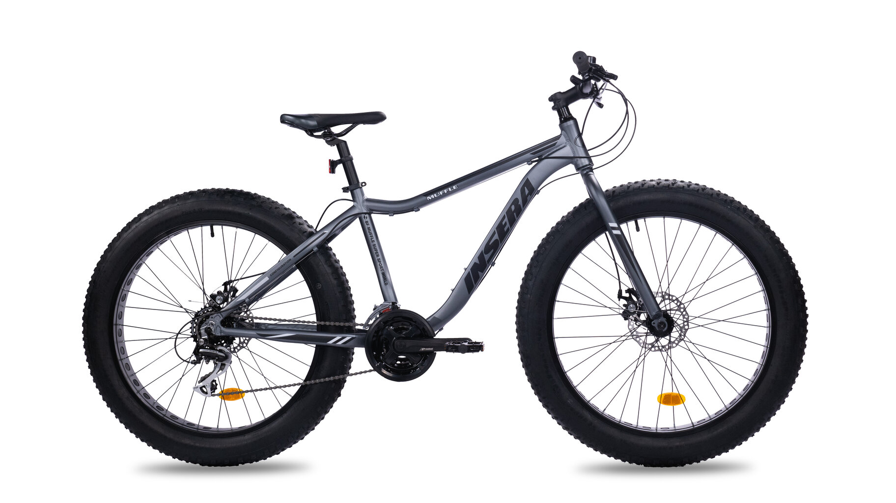 Maastikuratas Fat Bike Insera Muffle 26'', must/hall hind ja info | Jalgrattad | kaup24.ee