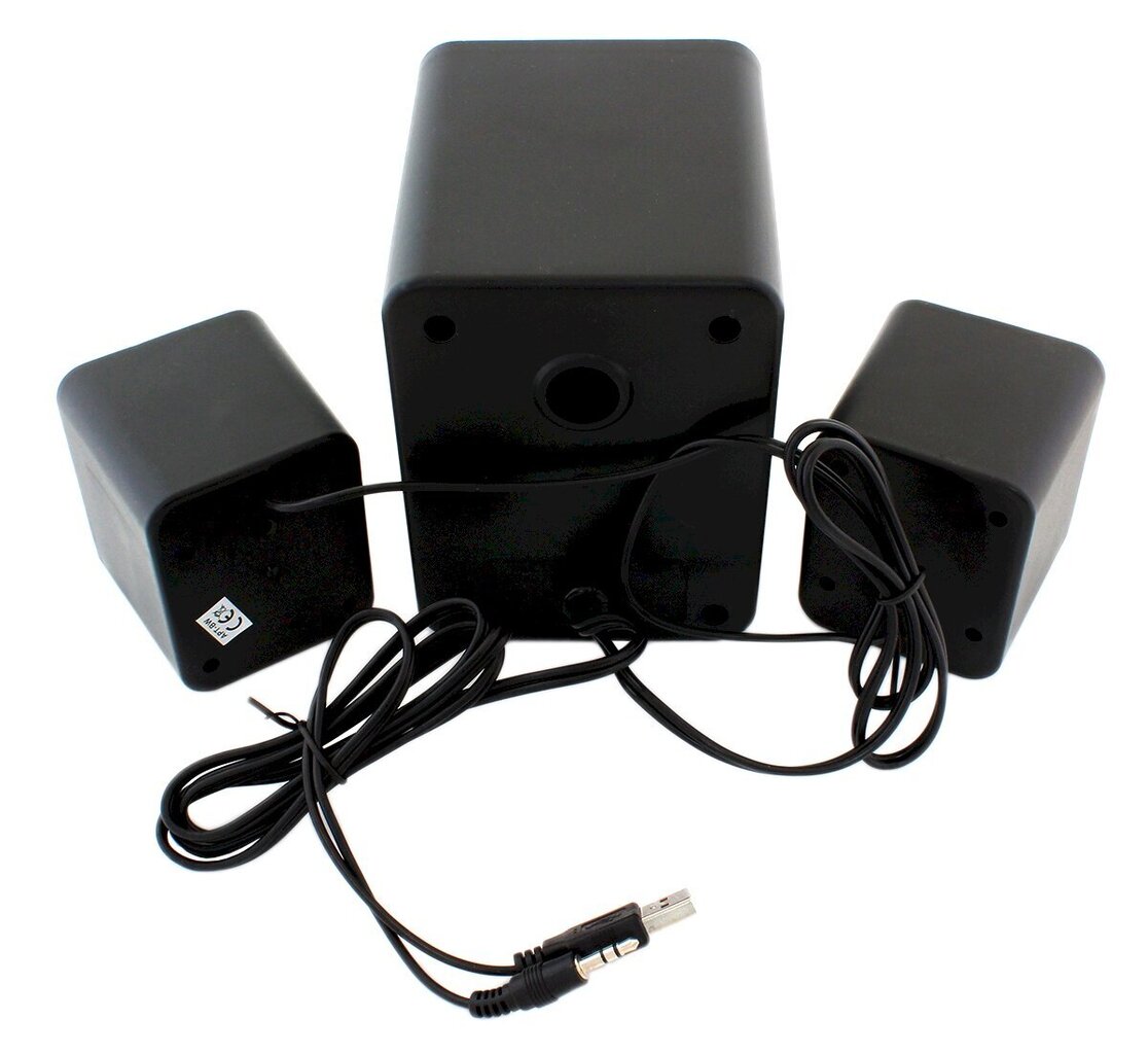 Multimeediakõlarid Goodbuy 3.5 mm, USB, subwooferiga, must hind ja info | Kõlarid | kaup24.ee