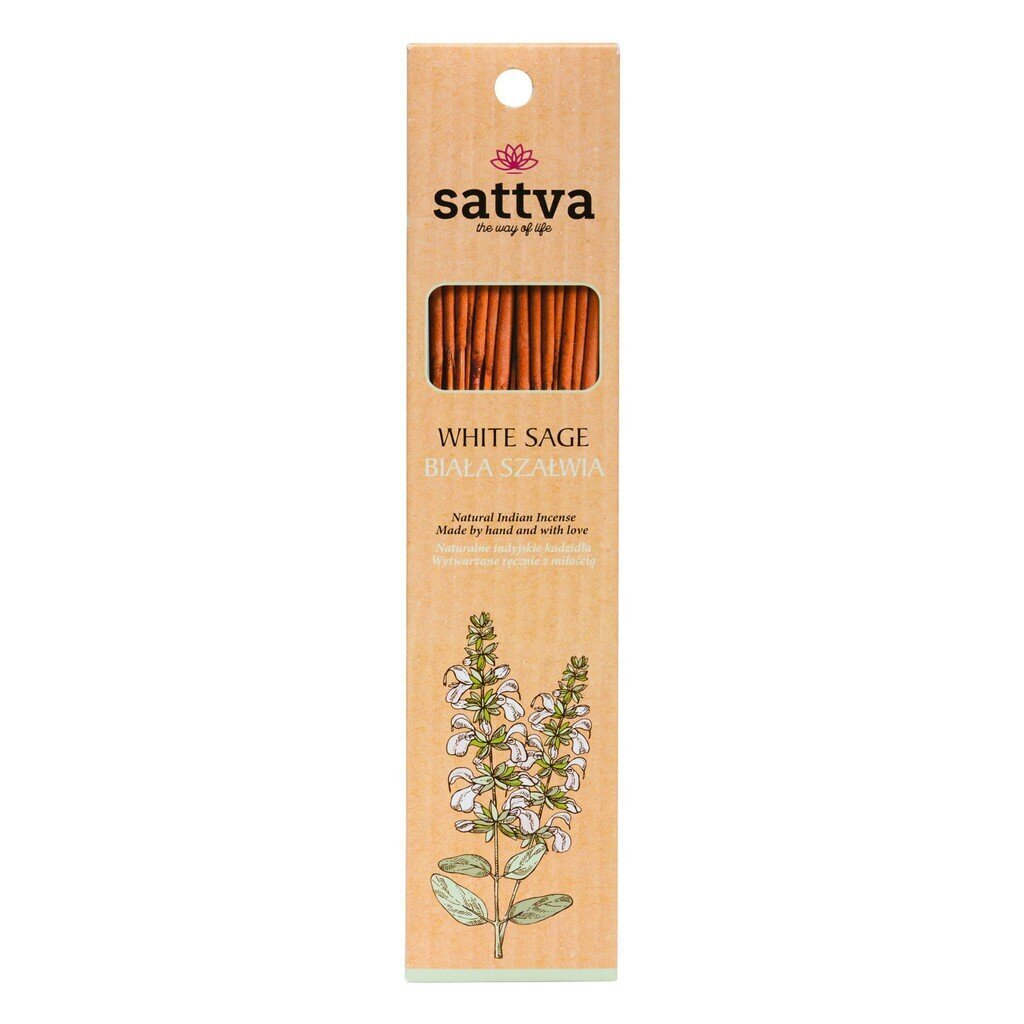 Viirukipulgad White Sage Sattva Ayurveda, 15 tk цена и информация | Kodulõhnastajad | kaup24.ee