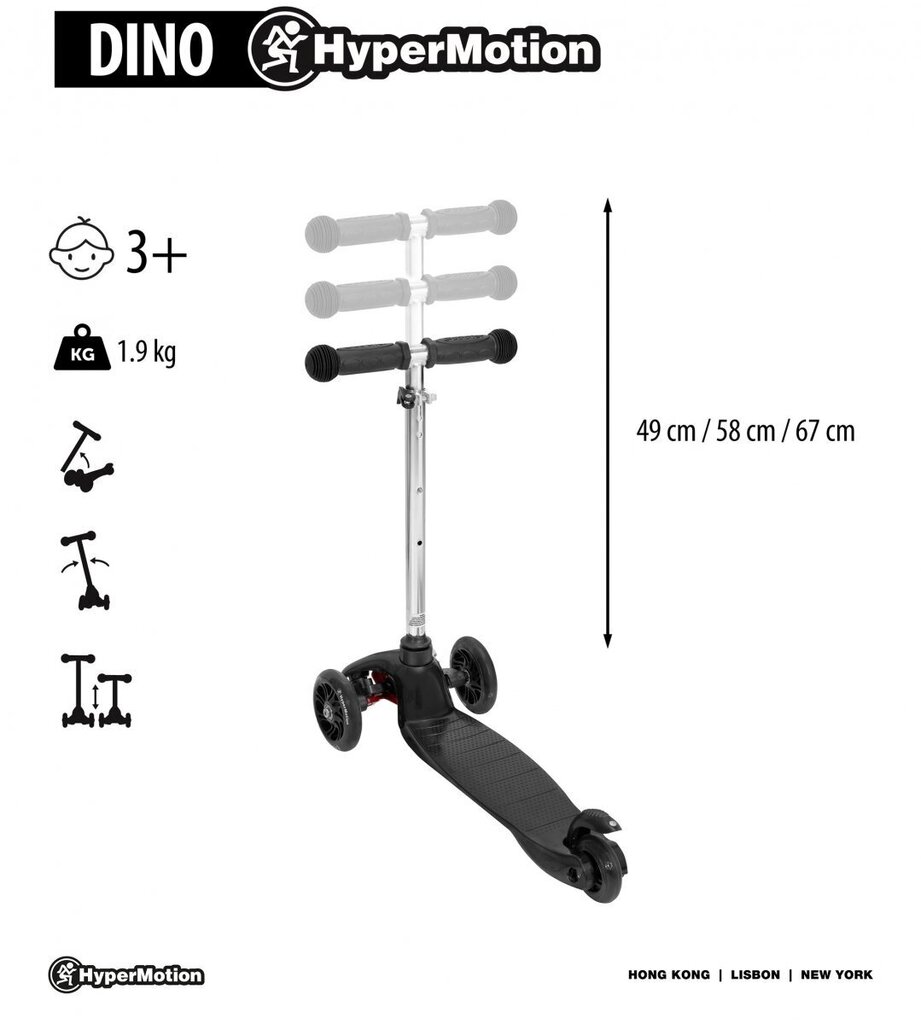 Kolmerattaline DINO tasakaaluliikur 3-5 aastat - must + LED -rattad hind ja info | Tõukerattad | kaup24.ee