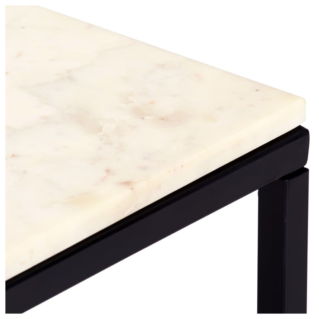 vidaXL kohvilaud, valge, 60x60x35 cm, ehtne kivi marmori tekstuuriga hind ja info | Diivanilauad | kaup24.ee