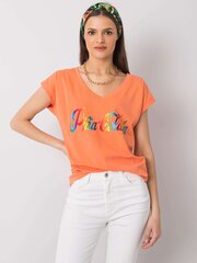 Värvilise trükiga oranž t-särk hind ja info | Naiste pluusid, särgid | kaup24.ee