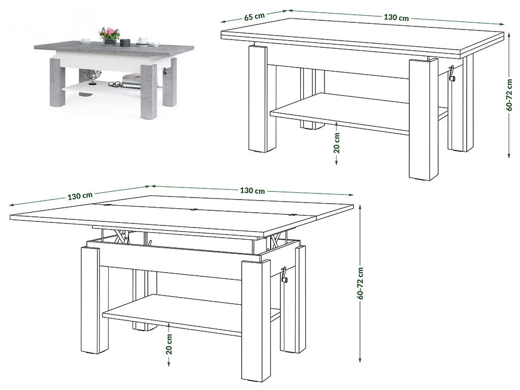 Laud-transformer Bravo Dąb Brązowy/Czarny Mat 130x65 цена и информация | Diivanilauad | kaup24.ee