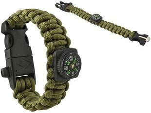 Paracord käepael Army Green 5in1 Tool Survival Outdoor Aktiivne, kerge, veekindel цена и информация | Аксессуары для смарт-часов и браслетов | kaup24.ee