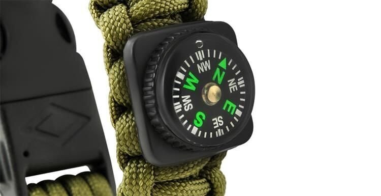 Paracord käepael Army Green 5in1 Tool Survival Outdoor Aktiivne, kerge, veekindel цена и информация | Nutikellade ja nutivõrude tarvikud | kaup24.ee