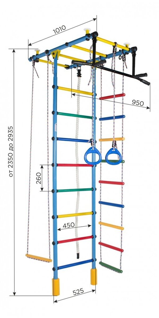 Spordikompleks (võimlemissein) ATLANT, valge-must, 235-293x52,5 cm цена и информация | Varbseinad | kaup24.ee