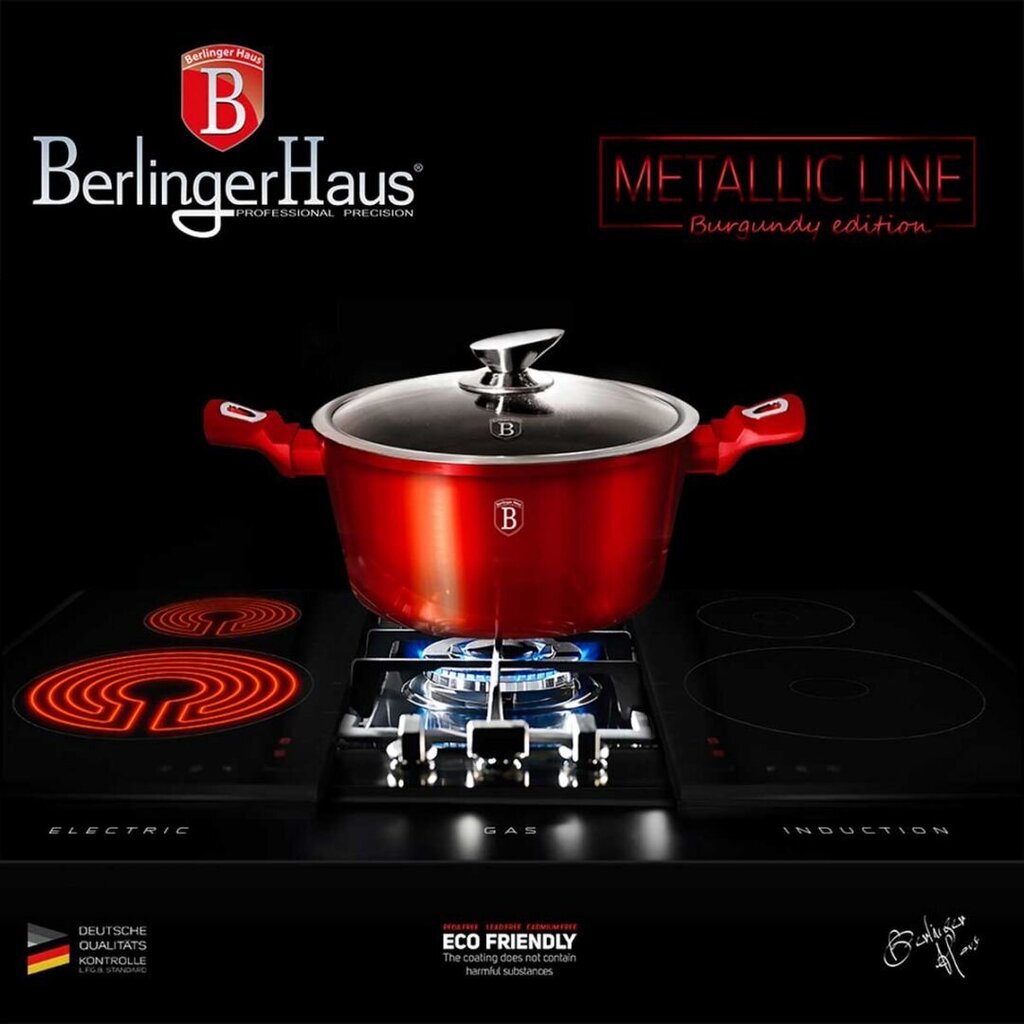 BerlingerHaus Metallic Line Burgundy pottide ja köögitööriistade komplekt, 18-osaline цена и информация | Potid ja kiirkeedupotid | kaup24.ee