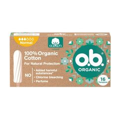 Тампоны O.B. Organic Normal 16 шт. цена и информация | Тампоны, гигиенические прокладки для критических дней, ежедневные прокладки | kaup24.ee