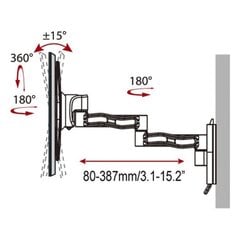 Haeger Triple Tilt & SWIVEL 17" - 37" цена и информация | Кронштейны и крепления для телевизоров | kaup24.ee