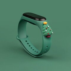 Ремешок Fusion Xmas Christmas Tree 2 для часов Xiaomi Mi Band 5 / Mi Band 6, зеленый цена и информация | Аксессуары для смарт-часов и браслетов | kaup24.ee