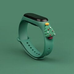 Ремешок Fusion Xmas Christmas Tree 2 для часов Xiaomi Mi Band 3 / 4 зеленый цена и информация | Аксессуары для смарт-часов и браслетов | kaup24.ee