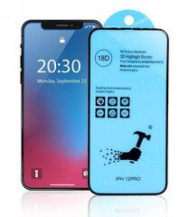 Защитное стекло дисплея 18D Shockproof Apple iPhone 12/12 Pro черное цена и информация | Защитные пленки для телефонов | kaup24.ee