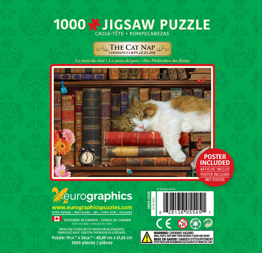 Pusle Eurographics, 8051-5545, The Cat Nap, Tin, 1000 tk hind ja info | Pusled | kaup24.ee