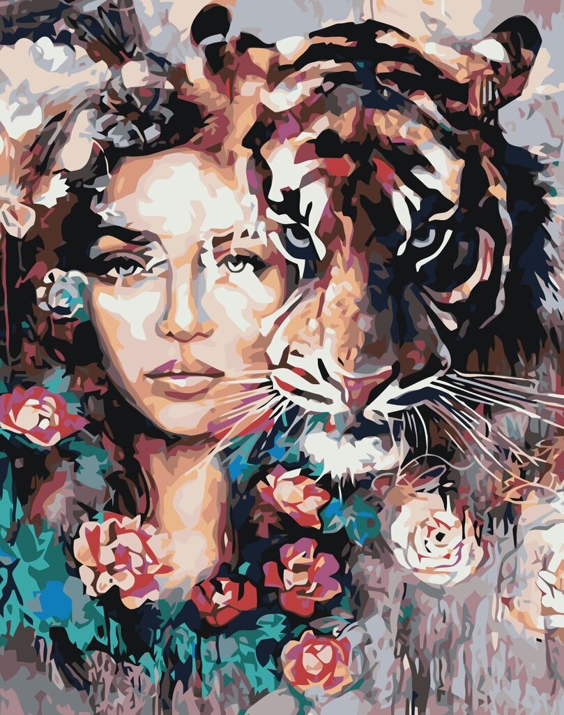 Maalid numbrite järgi " A girl with a tiger" 40x50 G hind ja info | Maalid numbri järgi | kaup24.ee