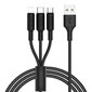 Kaabel 3 in 1 - USB -> Type C / Lightning / Micro USB HOCO X25 1.0m, kolm ühes laadimiskaabel, USB A USB C Lightning for Apple iPhone, must 3-ühes laadimisjuhe hind ja info | Mobiiltelefonide kaablid | kaup24.ee