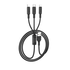 Кабель 3 в 1 - USB -> Type C / Lightning / Micro USB HOCO X25 1,0 м, кабель для зарядки три в одном, USB A, USB C Lightning для Apple iPhone, черный кабель для зарядки цена и информация | Borofone 43757-uniw | kaup24.ee