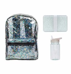 Школьный набор School set: Backpack - Glitter silver - A Little Lovely Company цена и информация | Школьные рюкзаки, спортивные сумки | kaup24.ee