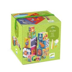 Развивающие картонные кубики Djeco «Забавные животные» DJ08503, 10 шт. цена и информация | Игрушки для малышей | kaup24.ee