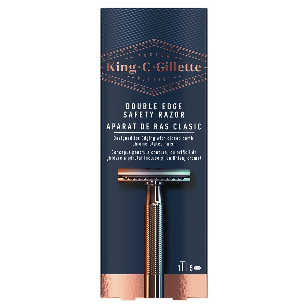 Raseerija + asendusterad King C Gillette Double Edge Safety raseerija цена и информация | Raseerimisvahendid | kaup24.ee