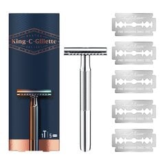 Бритва + сменные лезвия King C Gillette Double Edge Safety Razor 5 шт. цена и информация | Средства для бритья | kaup24.ee