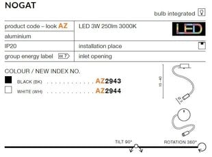 Azzardo настенный светильник Nogat White цена и информация | Настенный светильник Конусы | kaup24.ee