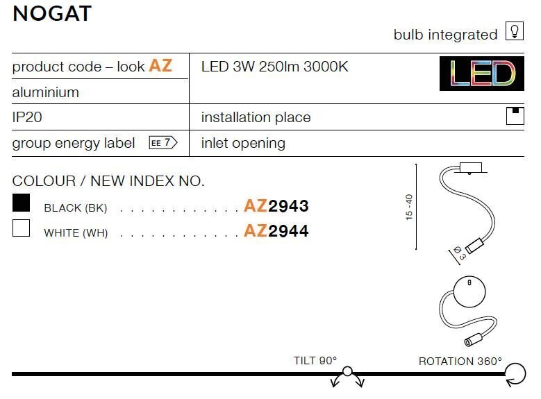 Seinavalgusti Azzardo Nogat White hind ja info | Seinavalgustid | kaup24.ee