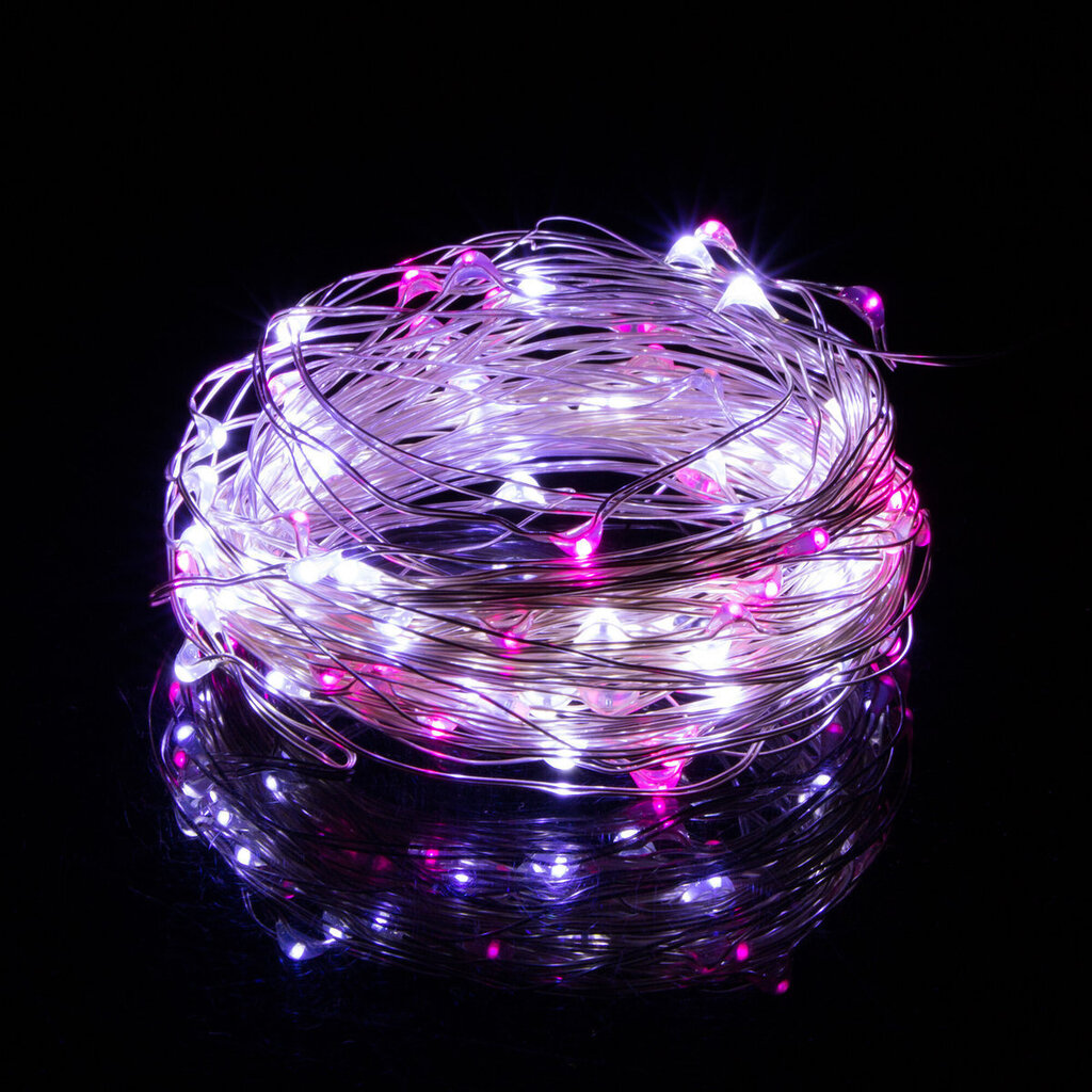 Valguskett 20 LED MicroLED "Smart", külm valge/roosa hind ja info | Jõulutuled | kaup24.ee