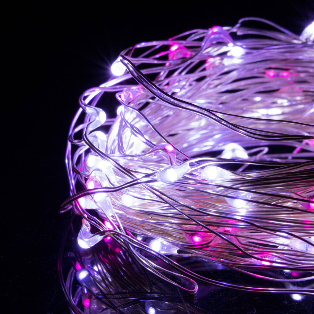 Valguskett 20 LED MicroLED "Smart", külm valge/roosa hind ja info | Jõulutuled | kaup24.ee