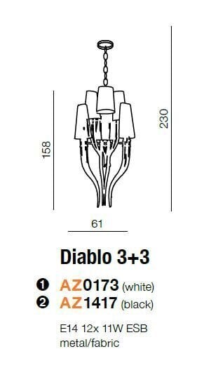 Ripplamp Azzardo Diablo Black цена и информация | Rippvalgustid | kaup24.ee