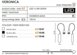 Seinalamp Azzardo Veronica Chrome hind ja info | Seinavalgustid | kaup24.ee