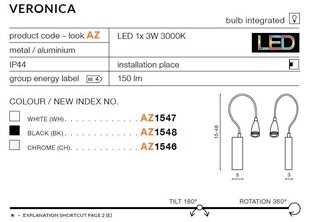 Seinalamp Azzardo Veronica White hind ja info | Seinavalgustid | kaup24.ee