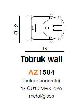 Seinalamp Azzardo Tobruk Grey hind ja info | Seinavalgustid | kaup24.ee