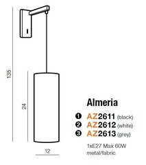 Azzardo настенный светильник Almeria Grey цена и информация | Настенные светильники | kaup24.ee