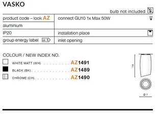 Laevalgusti Azzardo Vasko Black hind ja info | Laelambid | kaup24.ee