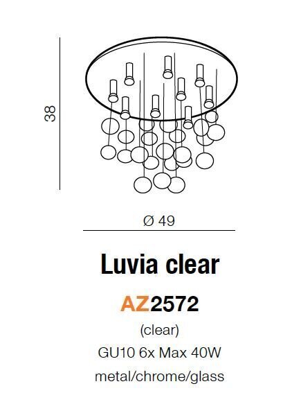 Laevalgusti Azzardo Luvia Chrome цена и информация | Laelambid | kaup24.ee