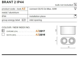 Azzardo потолочный светильник Brant 2 Chrome цена и информация | Потолочные светильники | kaup24.ee
